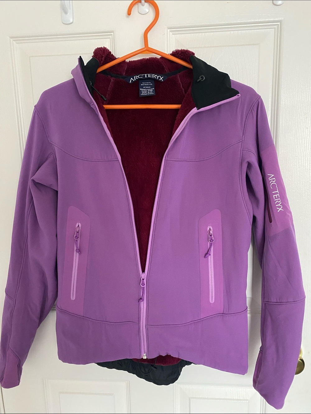 Arc'teryx Purple Softshell Jacket with Burgundy Lining